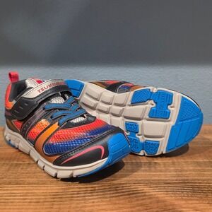 Tsukihoshi Kids Velocity Sneakers Graphite Orange Blue Mesh Strap Size 11